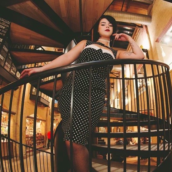 Hell Bunny Black and White Polka Dot Dress - Picture 3 of 10